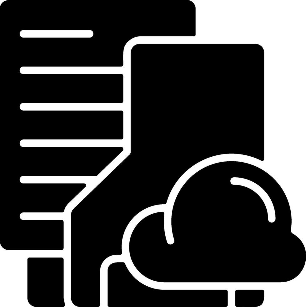 Cloud Folder Solid Black Icon vector