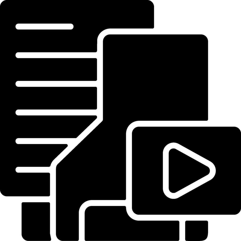 Media Folder Solid Black Icon vector