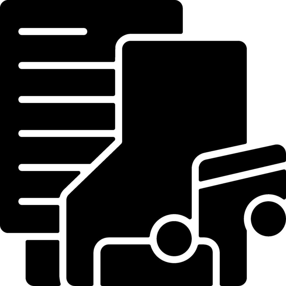 Music Folder Solid Black Icon vector