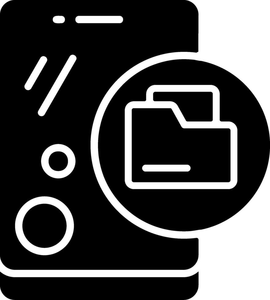 Mobile File Manager Solid Black Icon vector