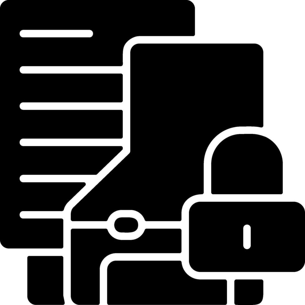 Confidential Folder Solid Black Icon vector
