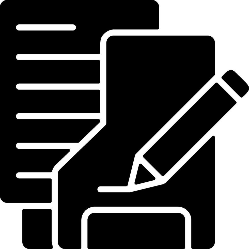Meeting Notes Folder Solid Black Icon vector