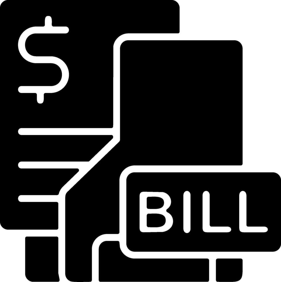 Invoice Folder Solid Black Icon vector