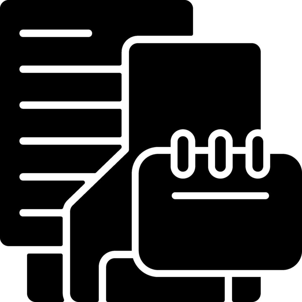 Calendar Folder Solid Black Icon vector