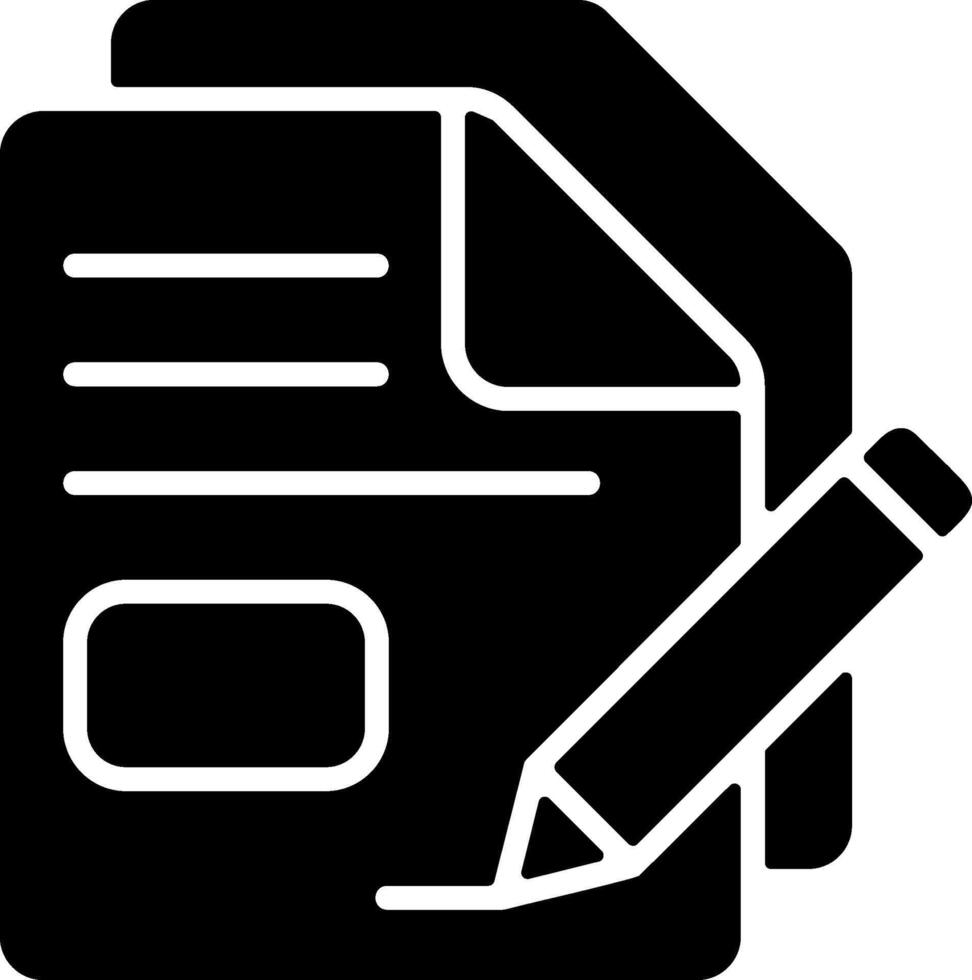 Solid Black Icon showing editable or being edited file Icon vector
