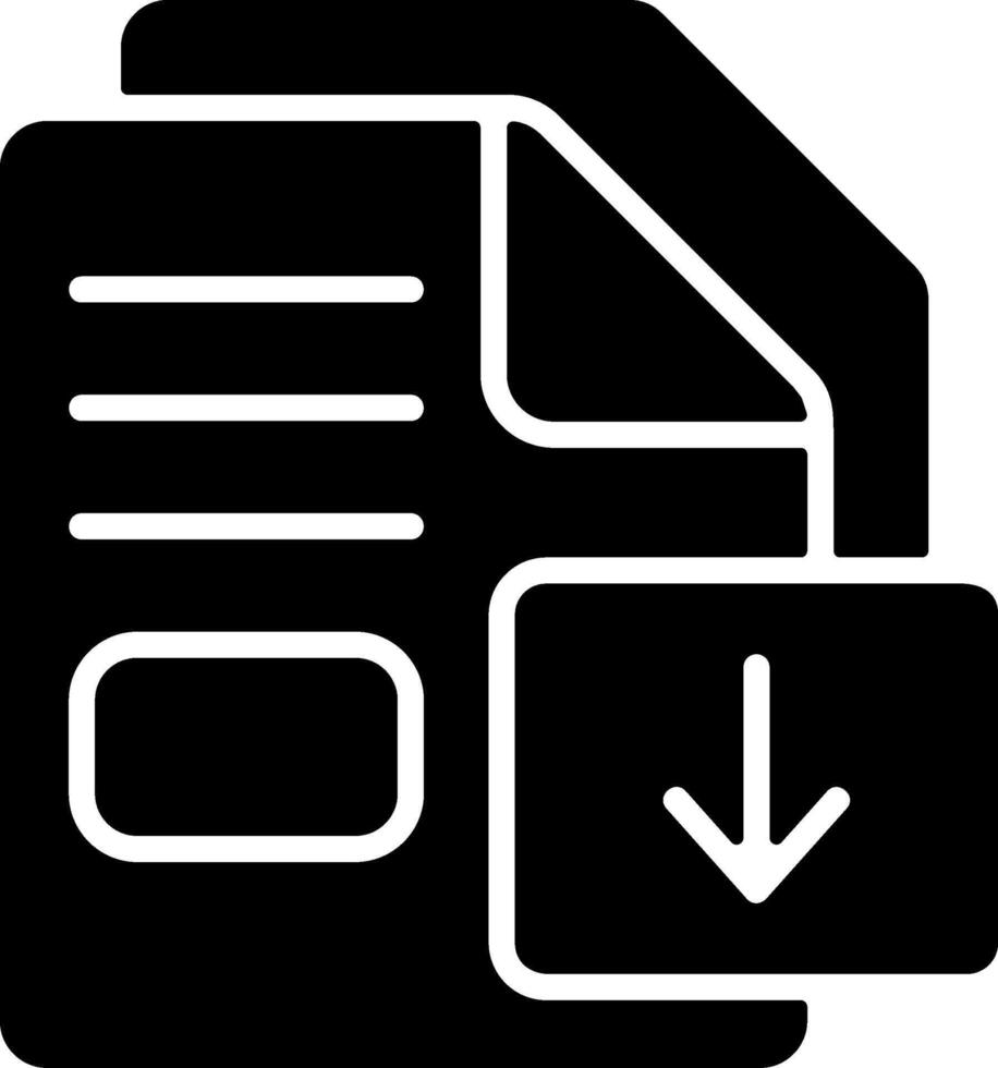 Solid Black Icon for file download Icon vector