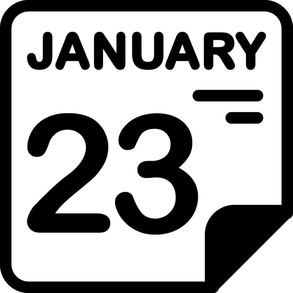 23 January Calendar Solid Black Icon vector