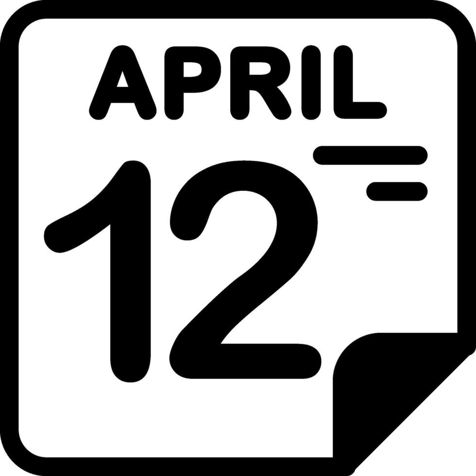 12 April Calendar Solid Black Icon vector