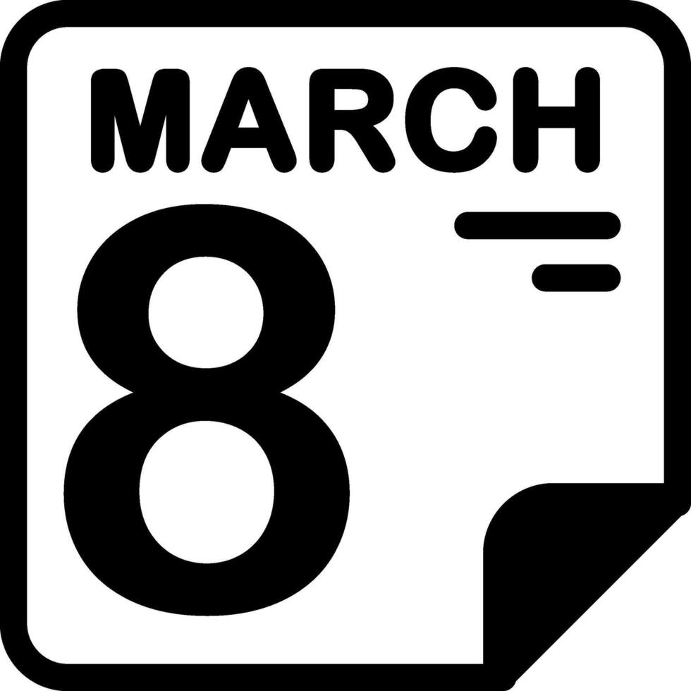 8 March Calendar Solid Black Icon vector