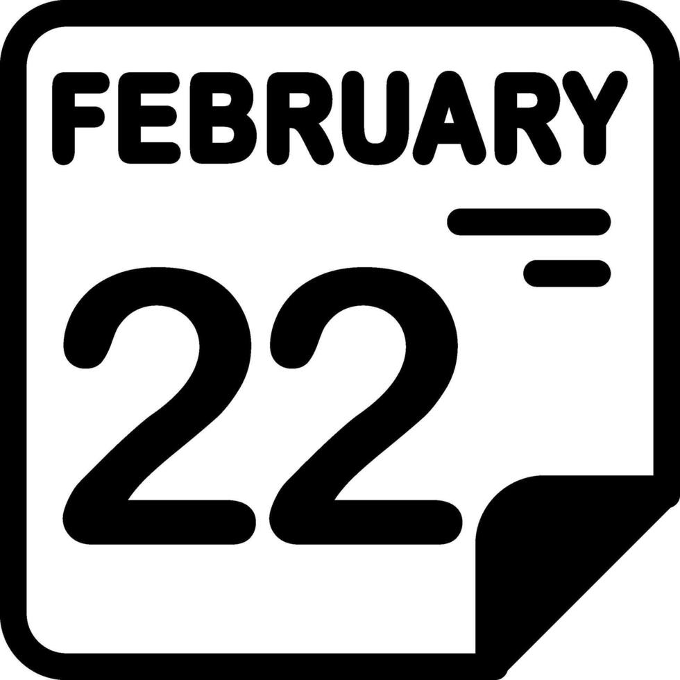 22 February Calendar Solid Black Icon vector