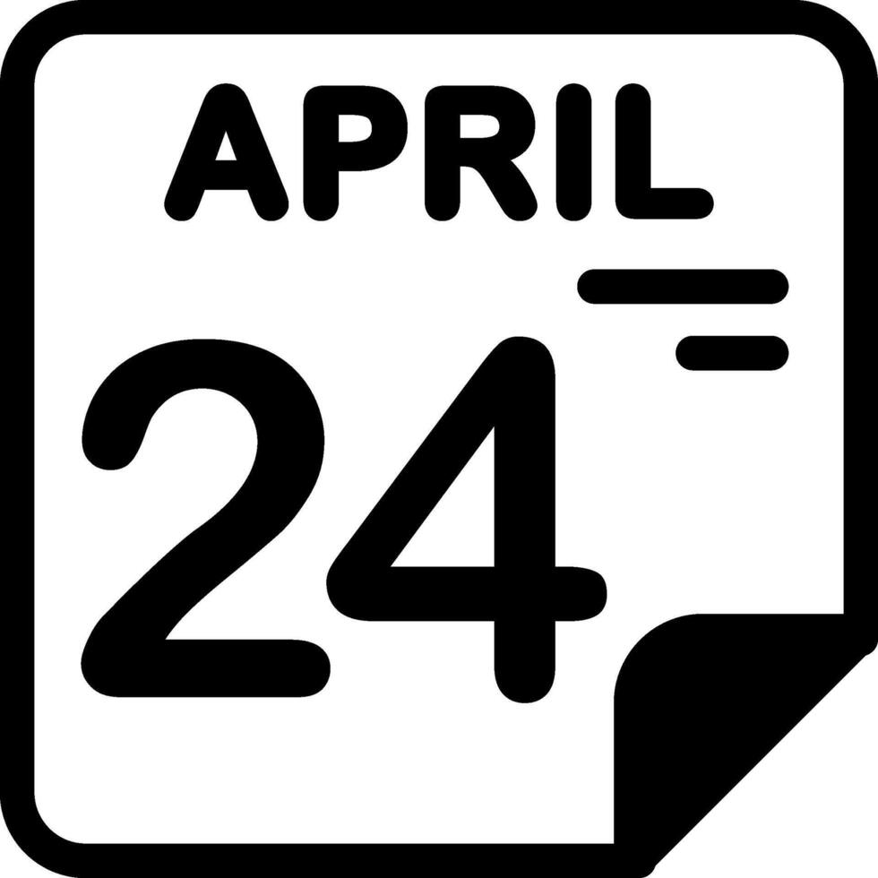 24 April Calendar Solid Black Icon vector
