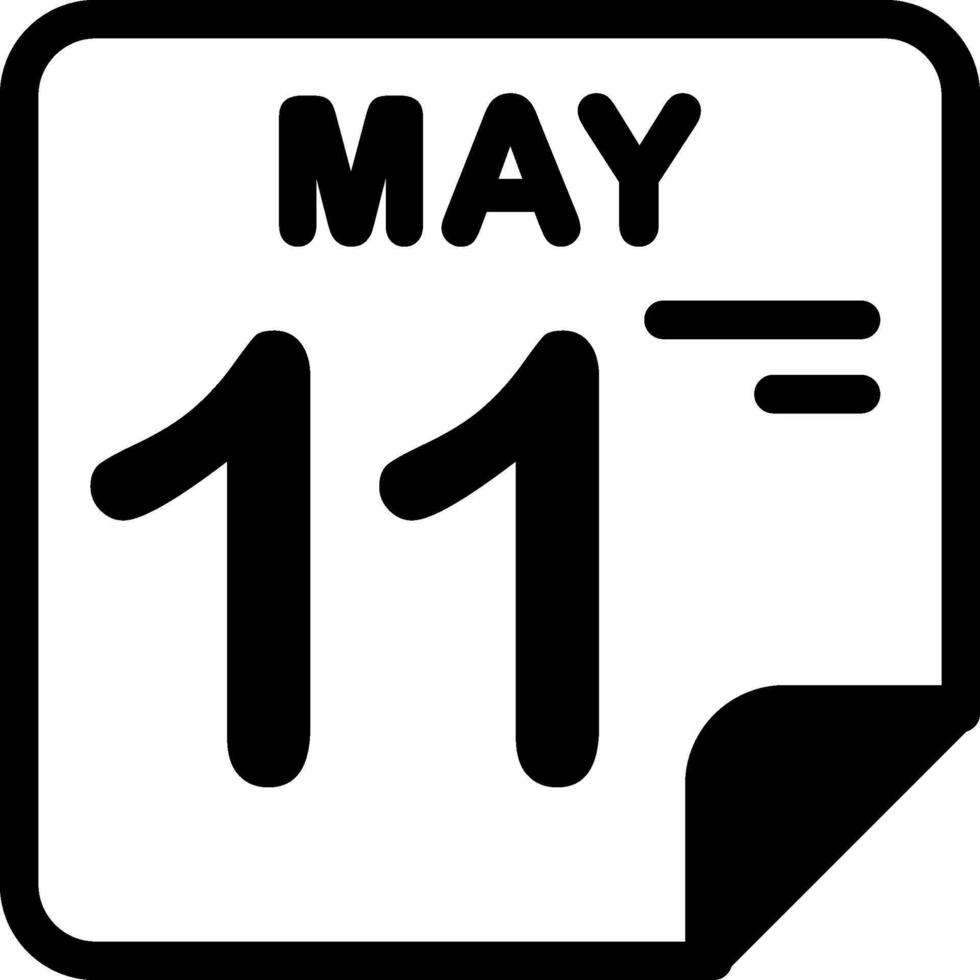 11 May Calendar Solid Black Icon vector