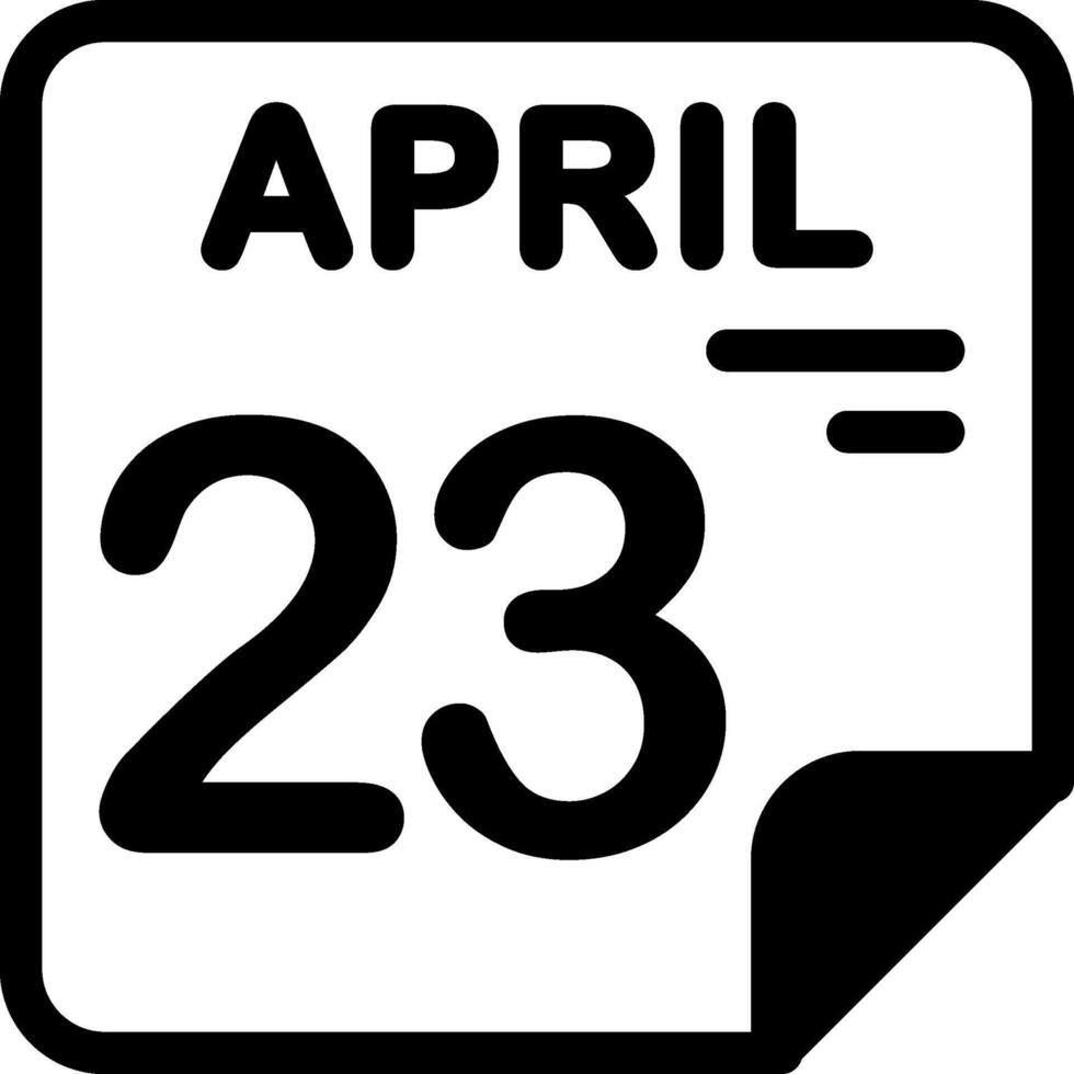 23 April Calendar Solid Black Icon vector