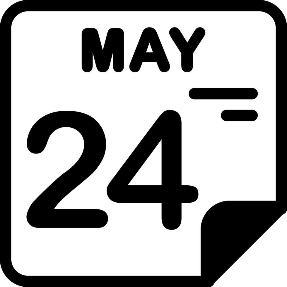 24 May Calendar Solid Black Icon vector