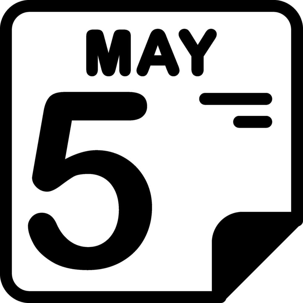 5 May Calendar Solid Black Icon vector