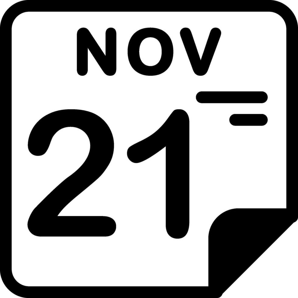 21 November Calendar Solid Black Icon vector