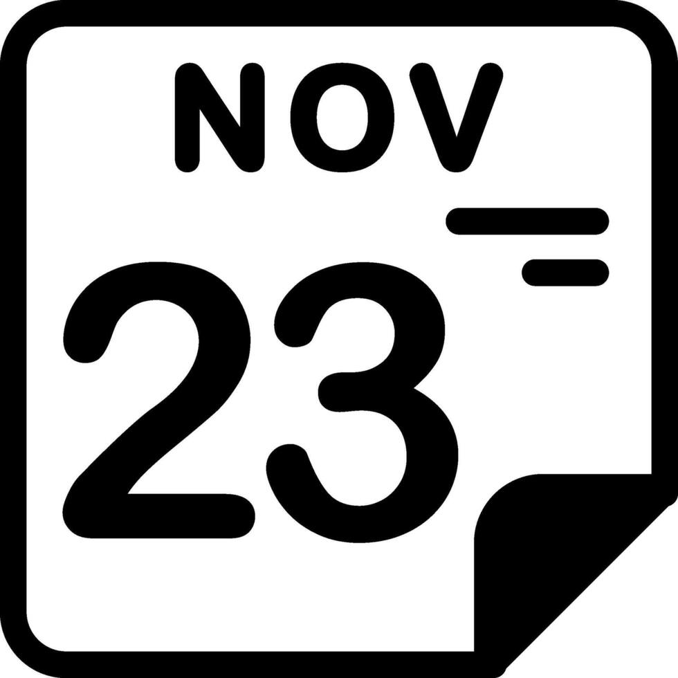 23 November Calendar Solid Black Icon vector