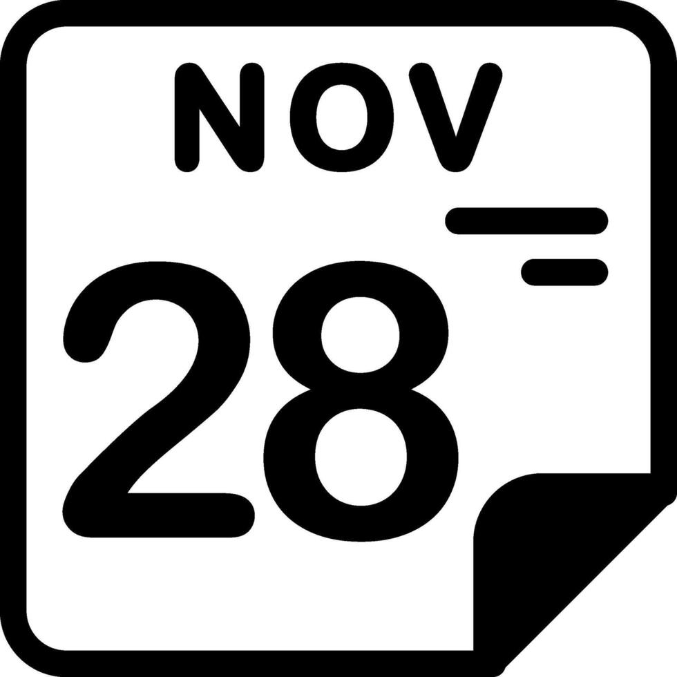 28 November Calendar Solid Black Icon vector