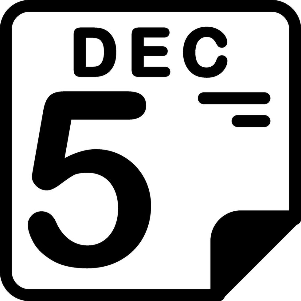 5 December Calendar Solid Black Icon vector