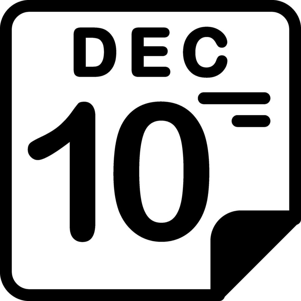 10 December Calendar Solid Black Icon vector