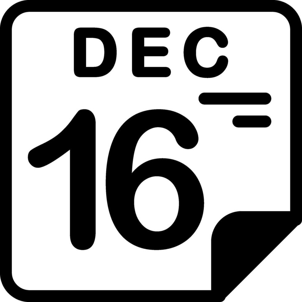 16 December Calendar Solid Black Icon vector