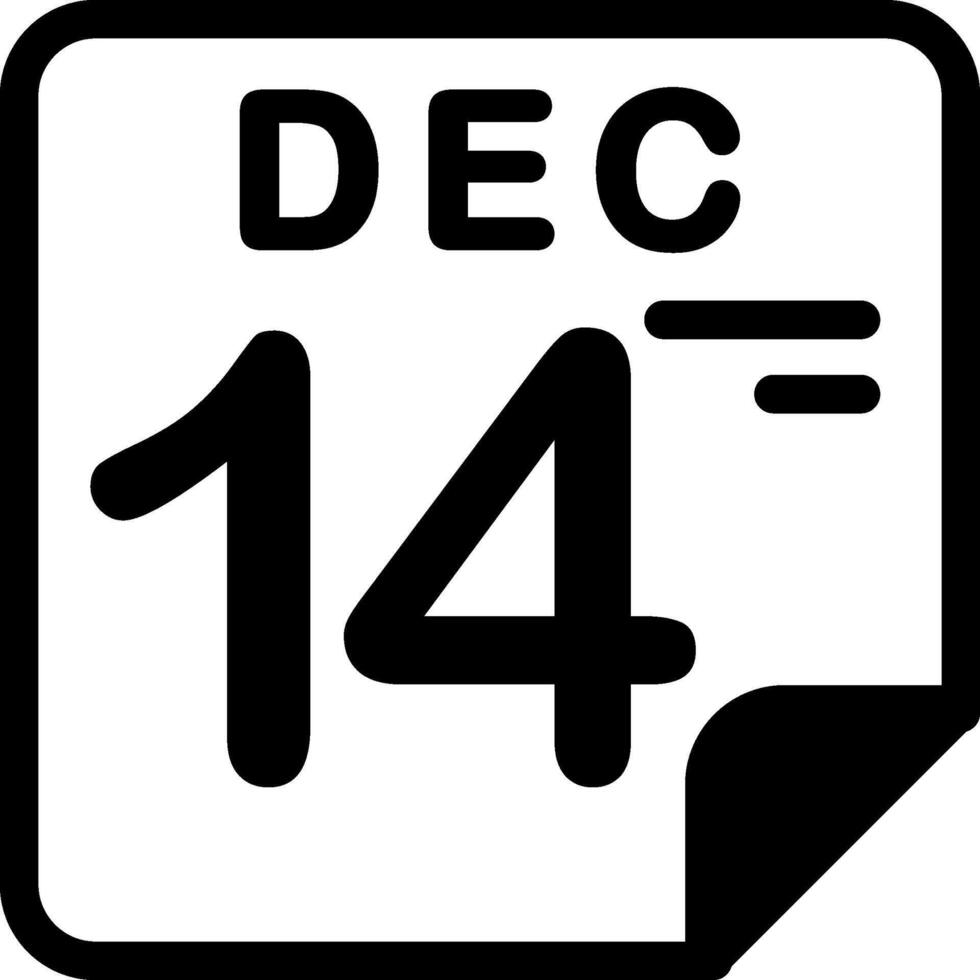 14 December Calendar Solid Black Icon vector