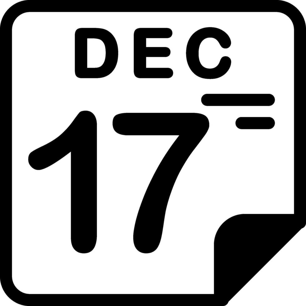 17 December Calendar Solid Black Icon vector