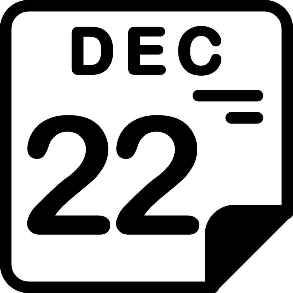 22 December Calendar Solid Black Icon vector