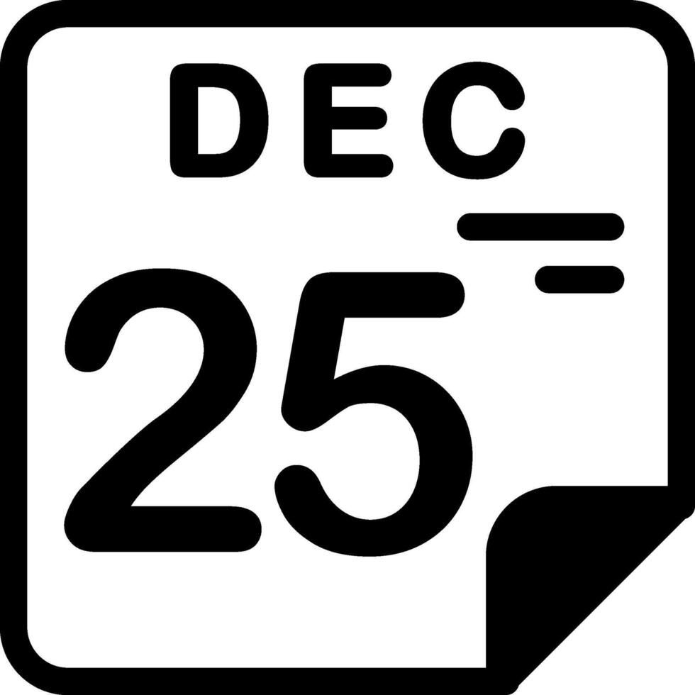 25 December Calendar Solid Black Icon vector