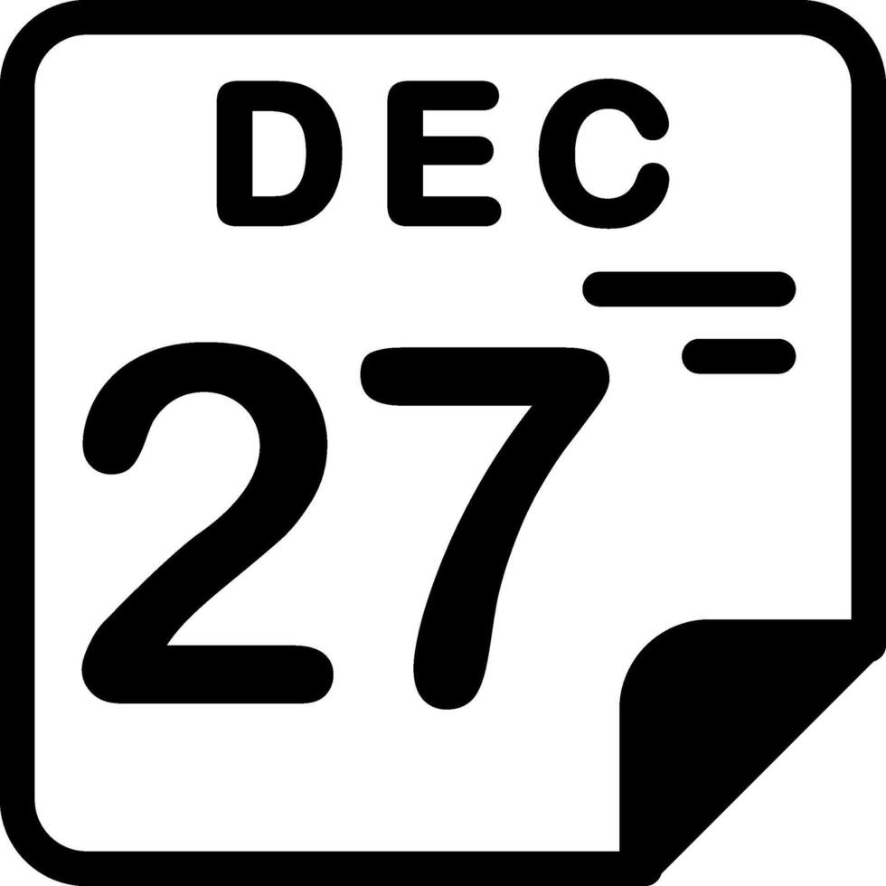 27 December Calendar Solid Black Icon vector