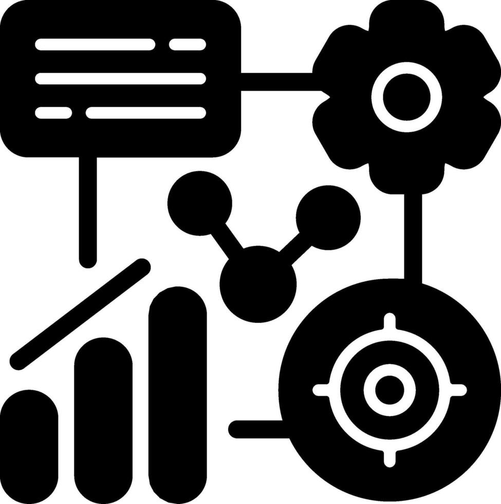 Strategic Goals Document Solid Black Icon vector