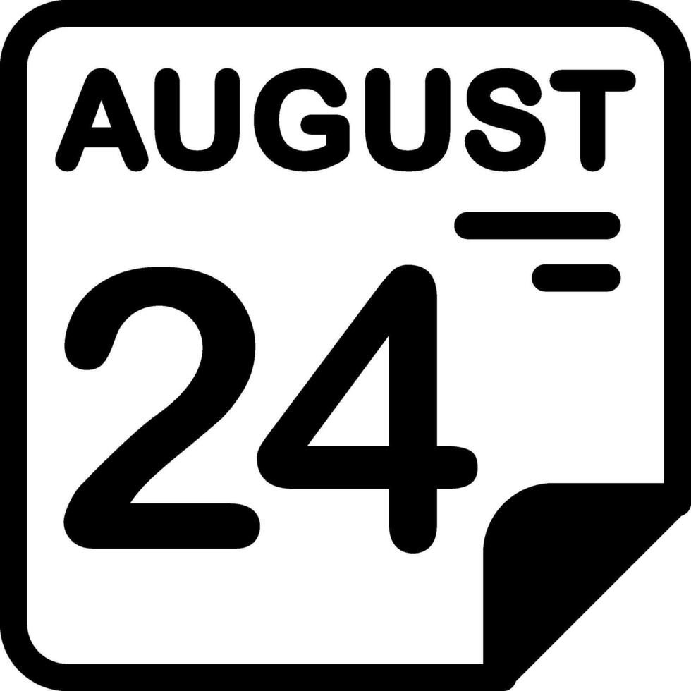 24 August Calendar Solid Black Icon vector