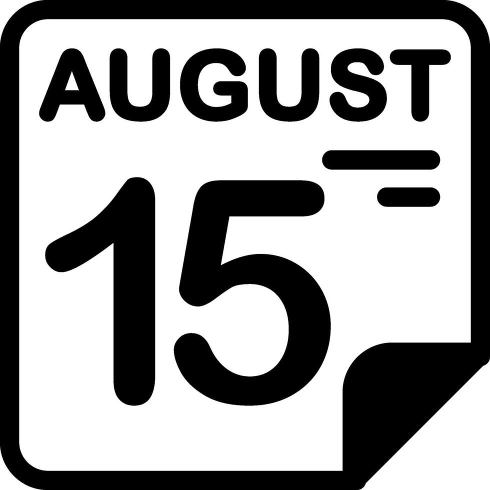 15 August Calendar Solid Black Icon vector