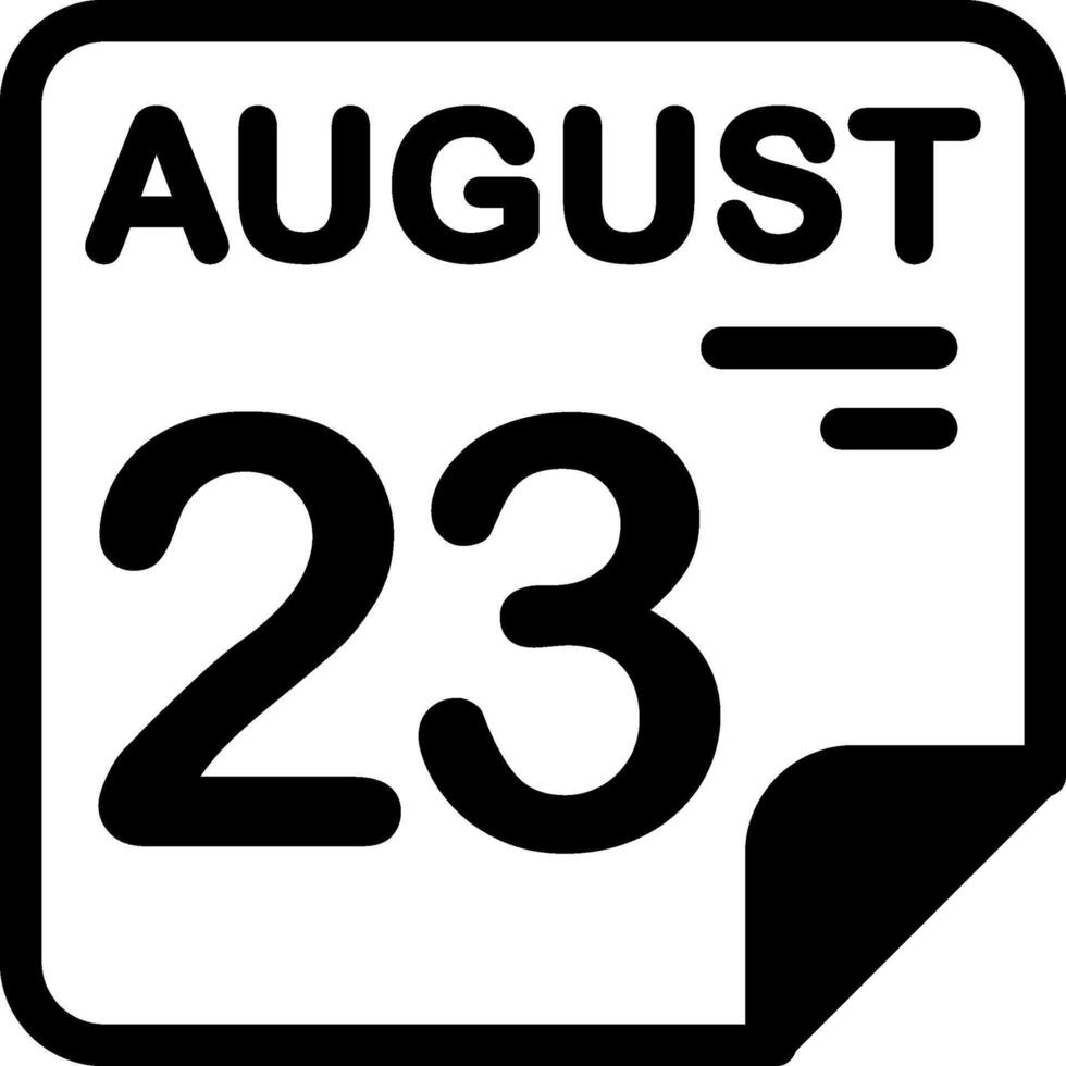 23 August Calendar Solid Black Icon vector
