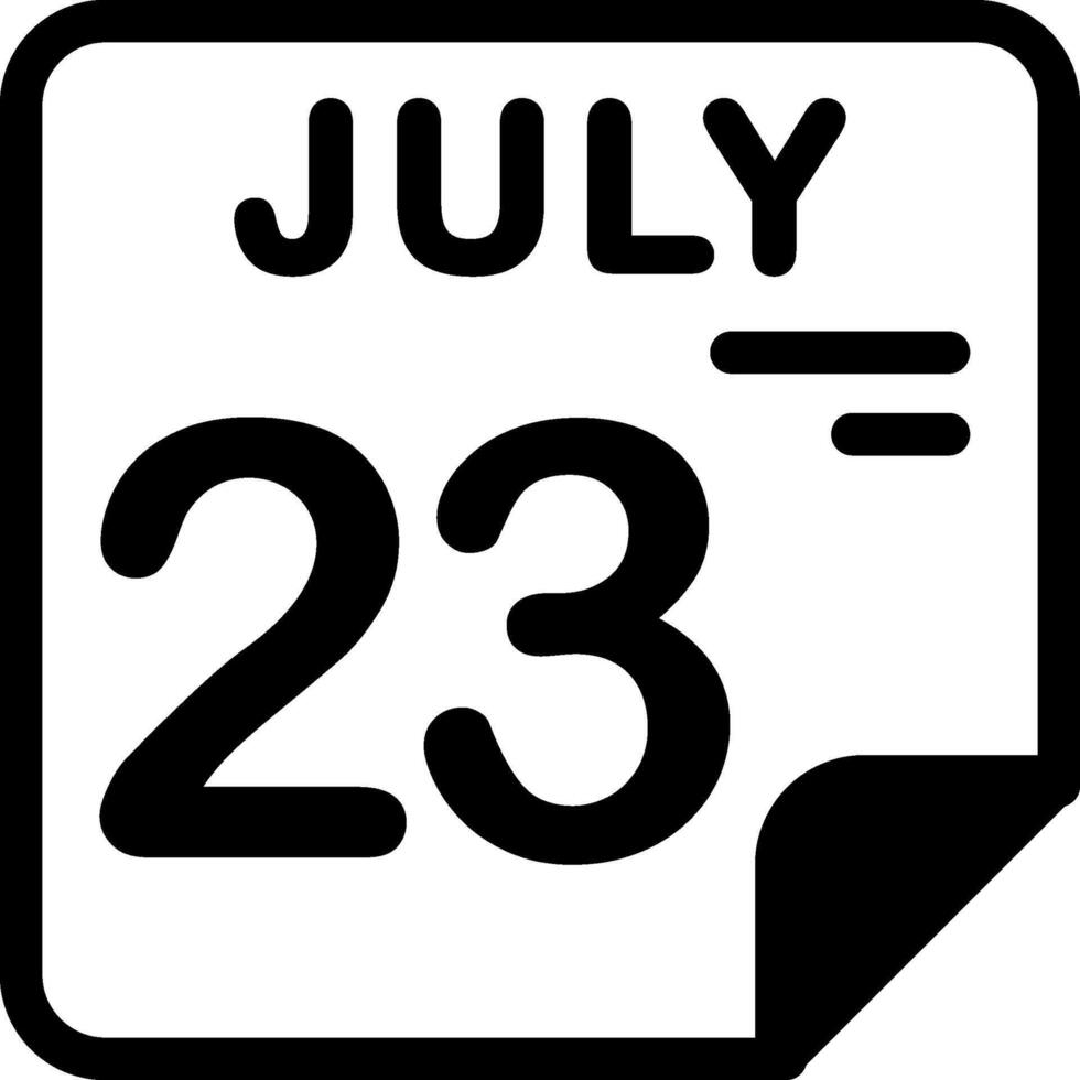 23 July Calendar Solid Black Icon vector