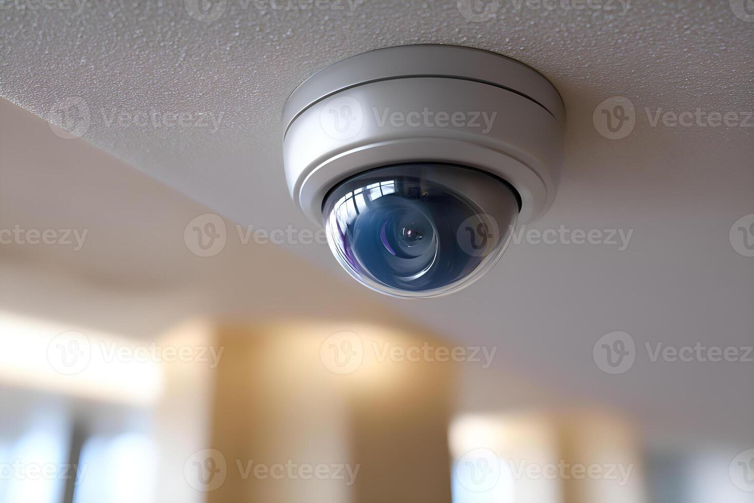 Security camera observing modern office space with natural light photo