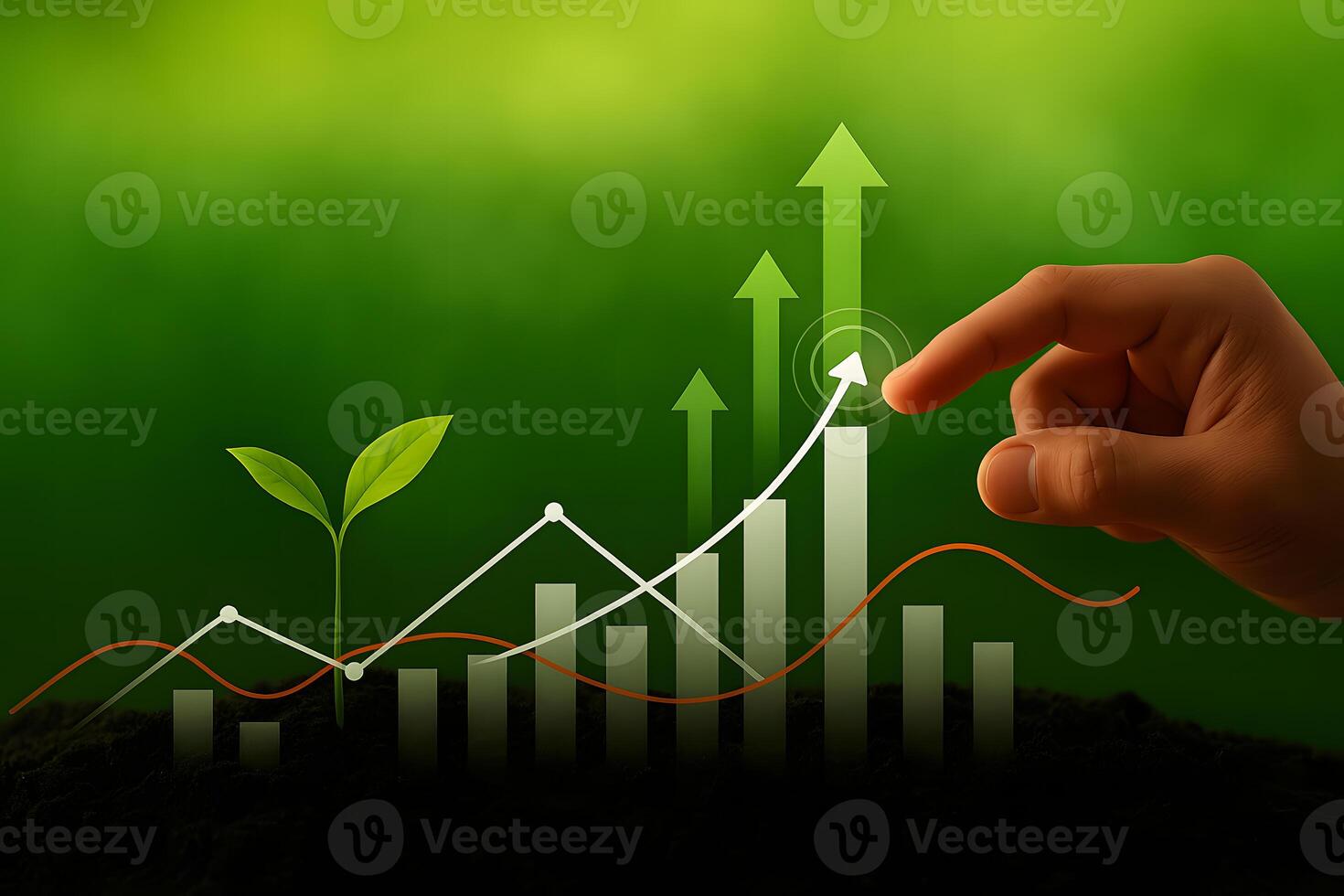 Sustainable Growth Concept with Green Investment and Bar Chart Visualization photo
