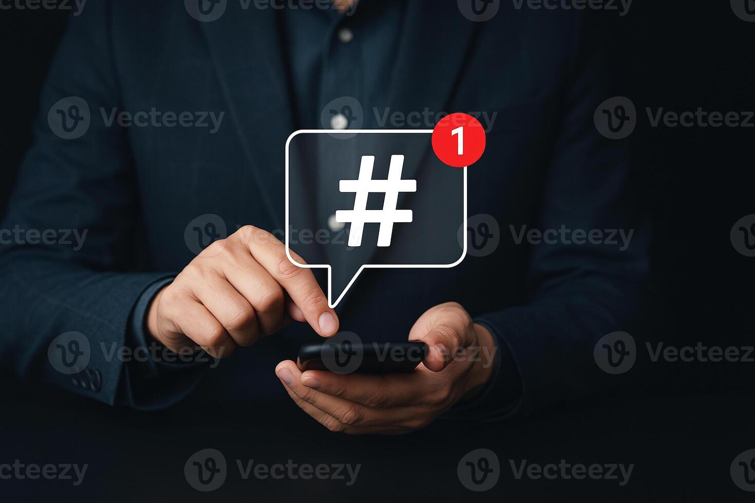 Social Media Hashtag Notification on Smartphone Screen photo