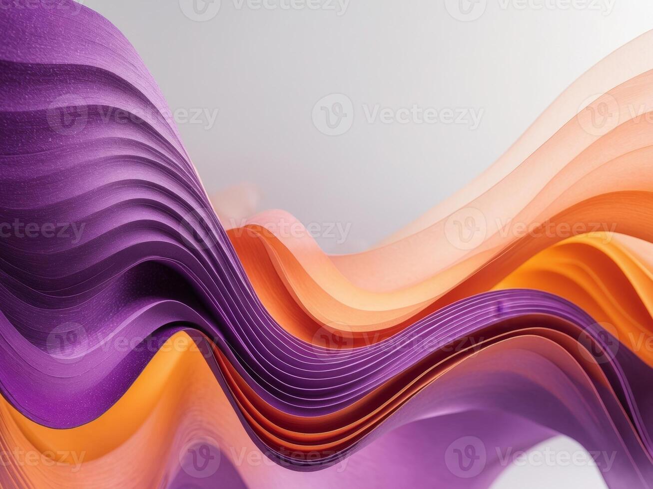Abstract Wavy Layers of Purple and Orange Paper, Creating a Modern Background photo