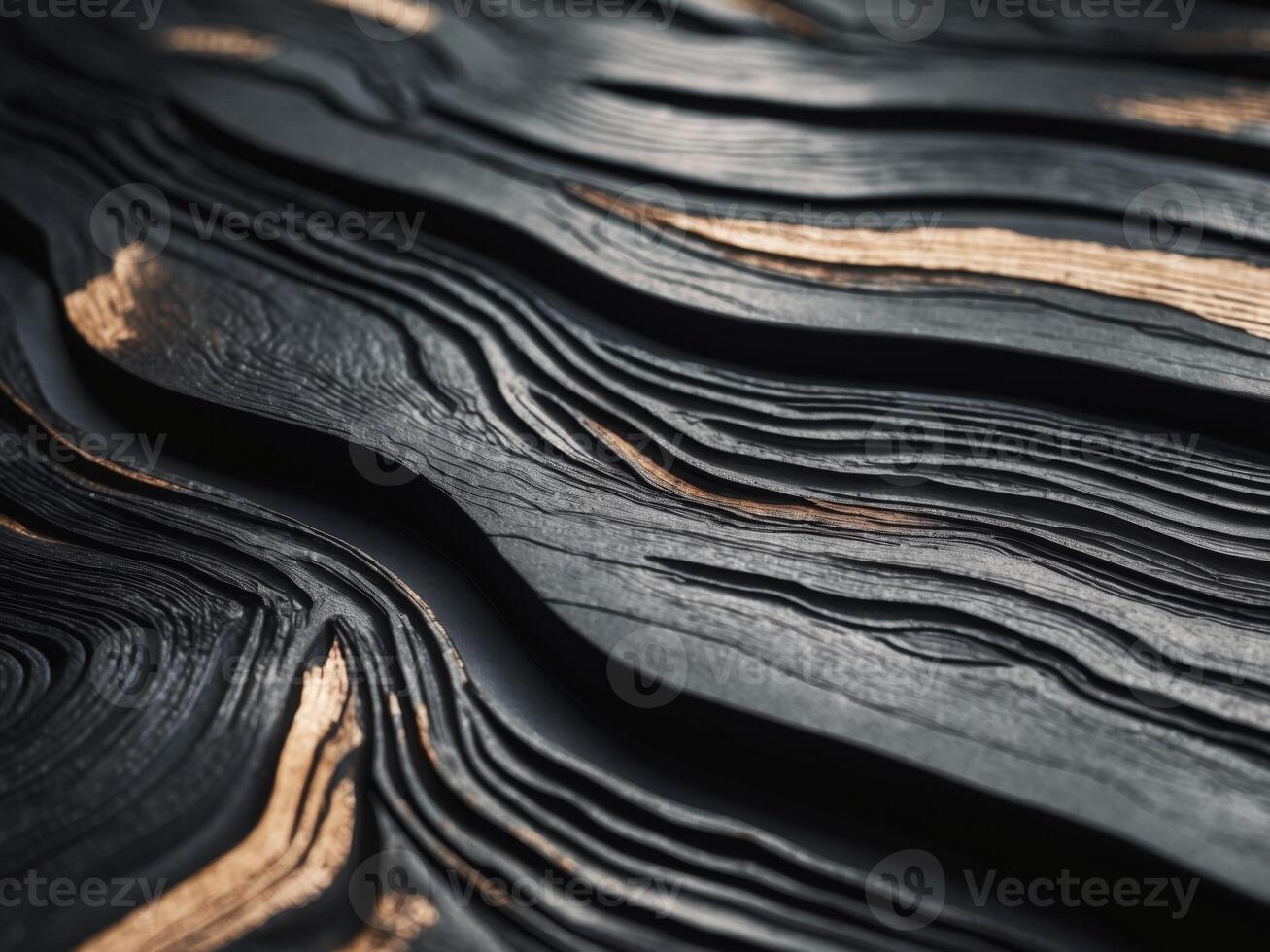 Black wood with gold wavy lines photo