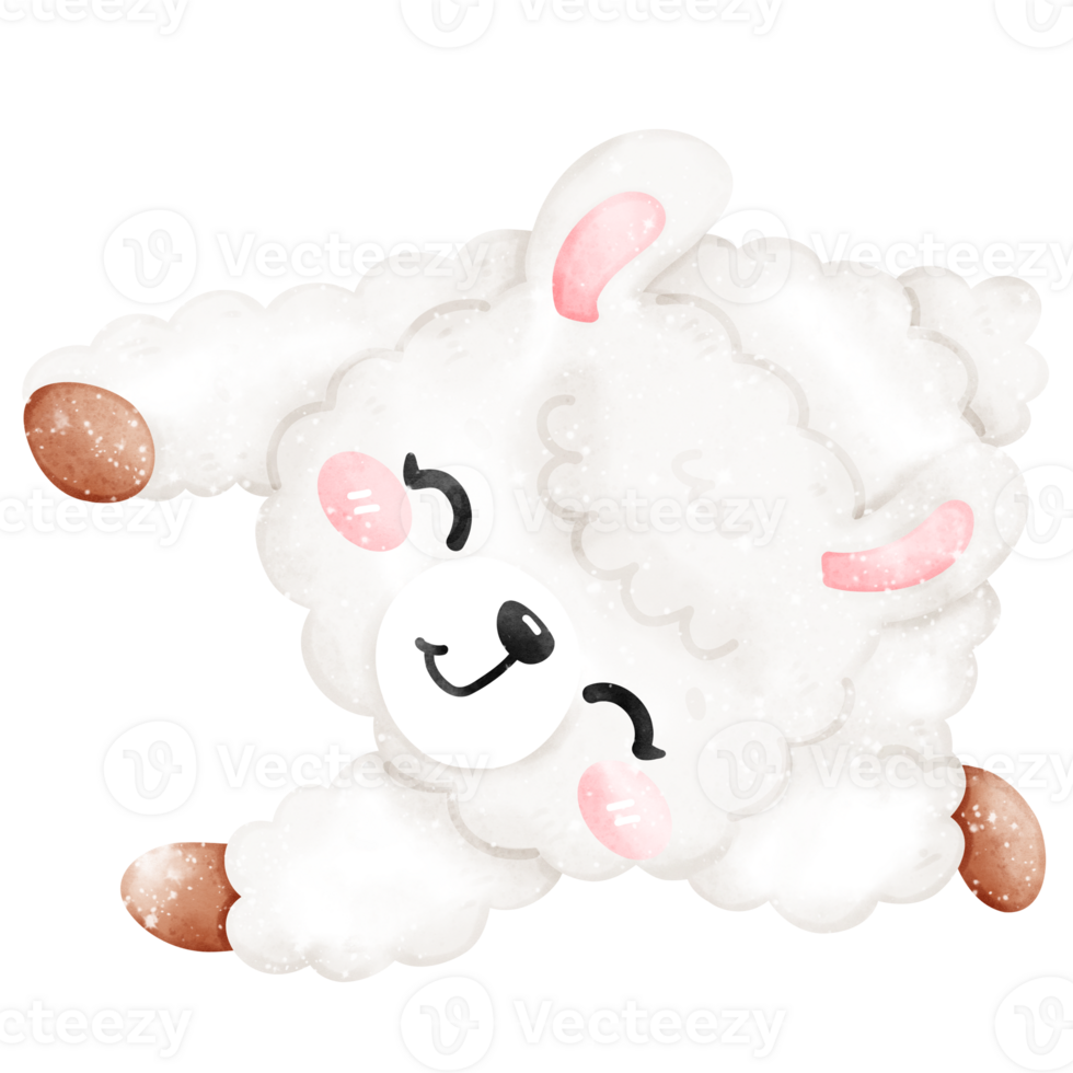 Playful llama laying and relaxing in watercolor png