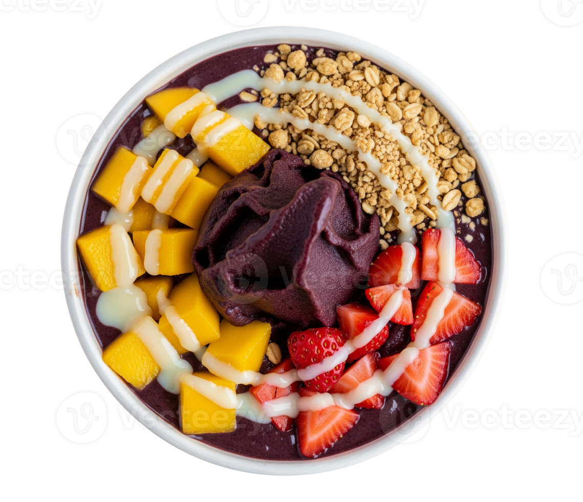 Colorful acai bowl with fruits png