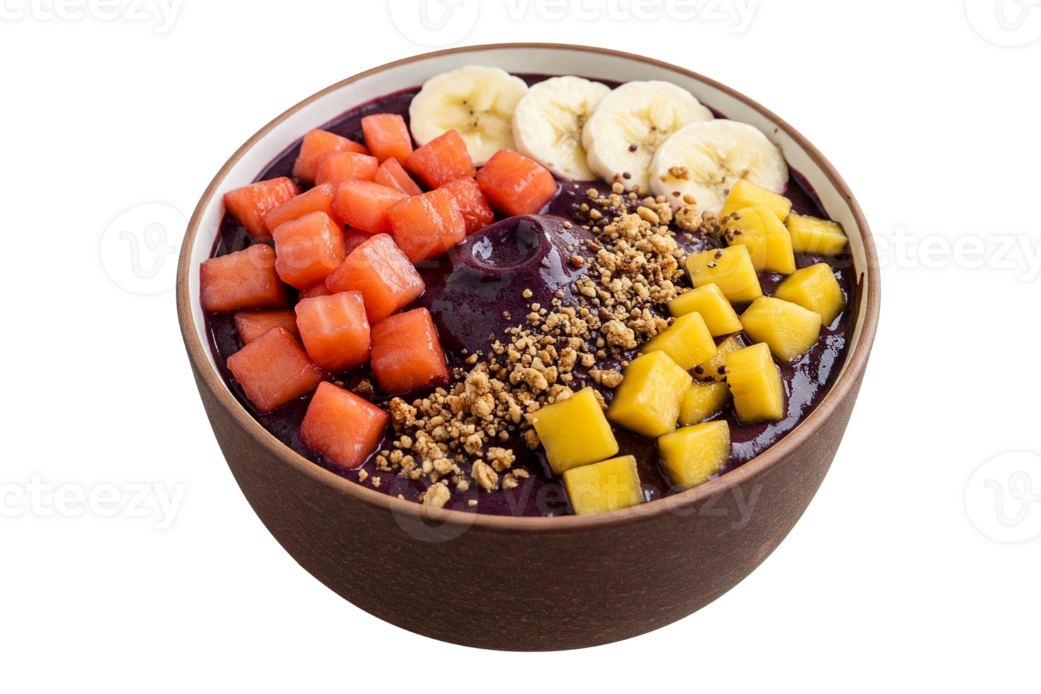 Acai bowl with fresh fruit toppings png