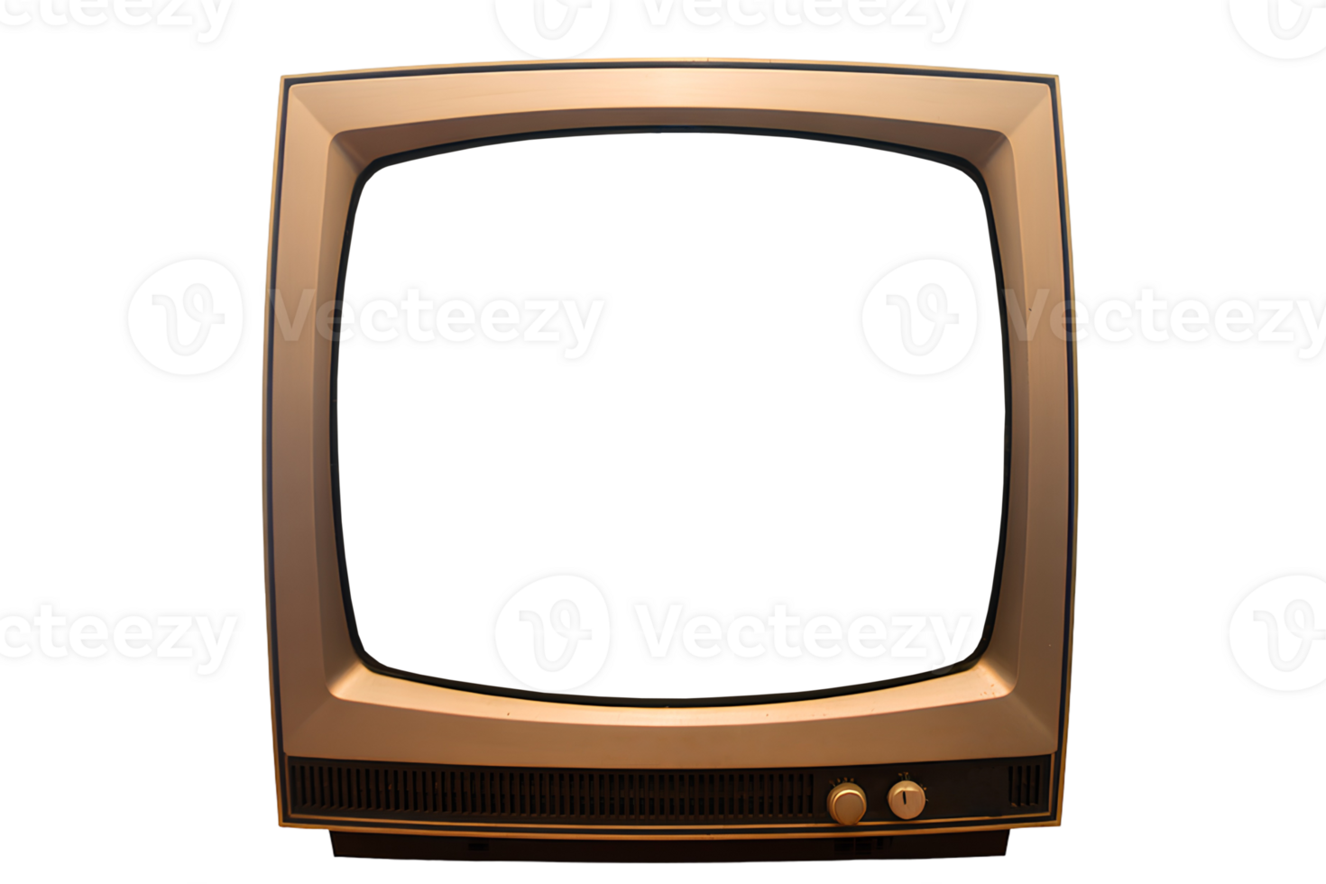 Retro standing TV isolated on transparent background, vintage old broadcasting television nostalgia of antique blank screen or monitor. Classic empty visual show of 80s or 90s png