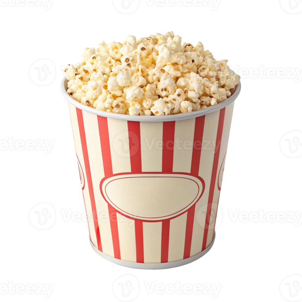 Popcorn Bucket in Red Box - Movie Theater Snack Isolated on Transparent Background png