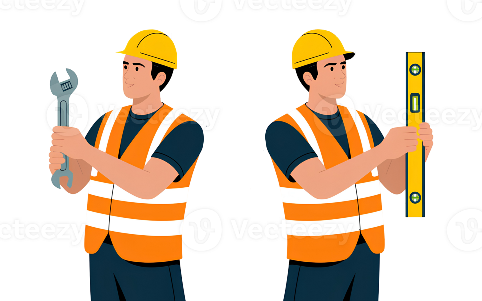Construction Workers and Architects Team Illustration with Helmets Industry Staff in Uniform Isolated Background png