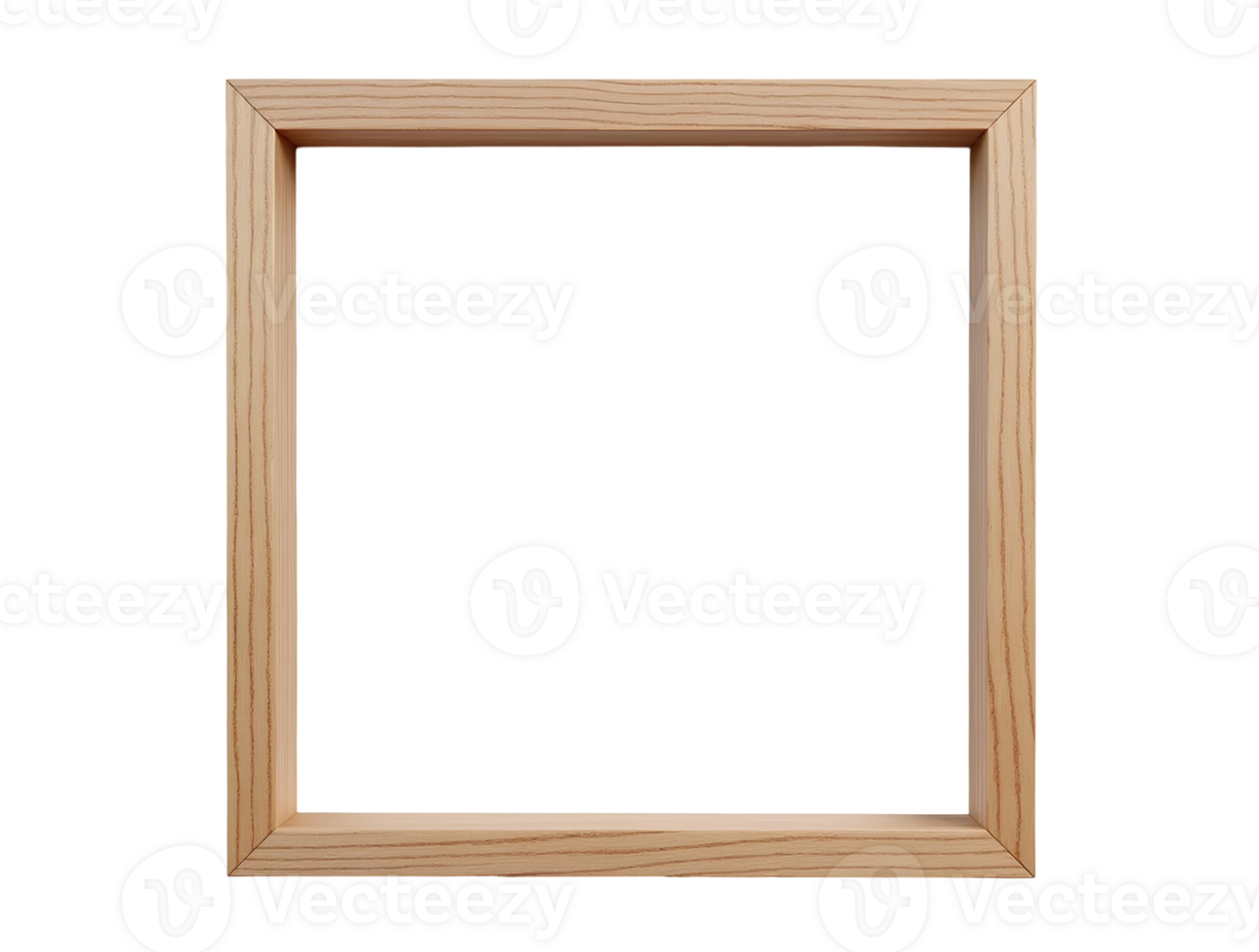 empty natural wooden photo frames on transparent background. Realistic border wooden rectangular picture frame for design, Image display concept png