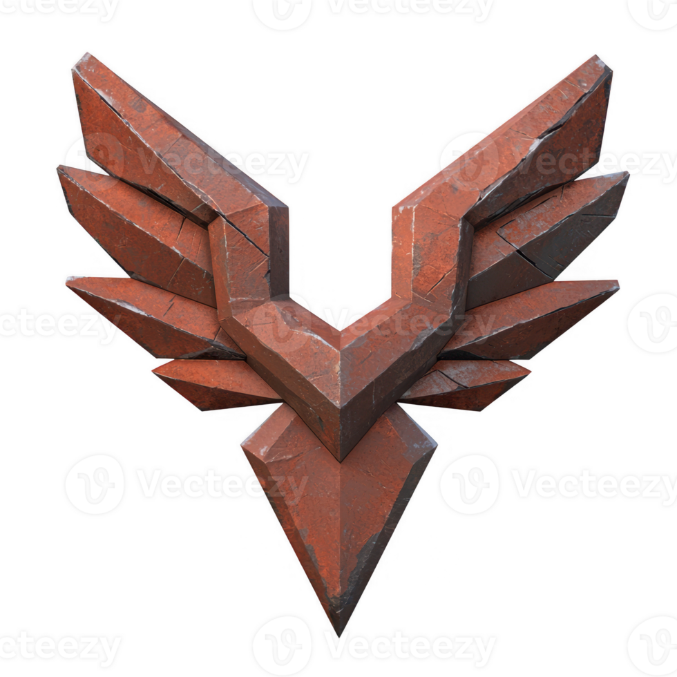Stylized geometric emblem with sharp edges and multiple layers, designed for versatility in branding and graphic design projects, set against a transparent background. png