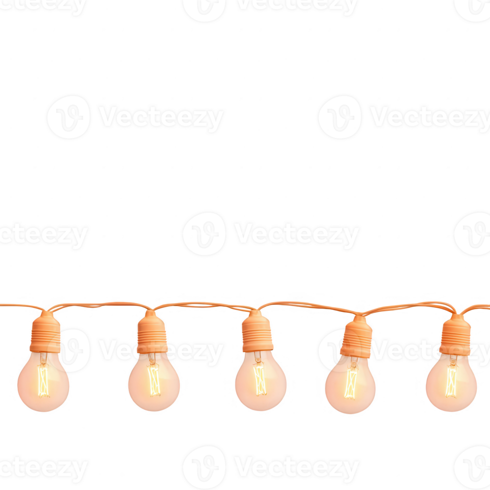 String of warm LED light bulbs perfect for creating a cozy atmosphere in indoor or outdoor settings. Ideal for festive events or casual gatherings. png