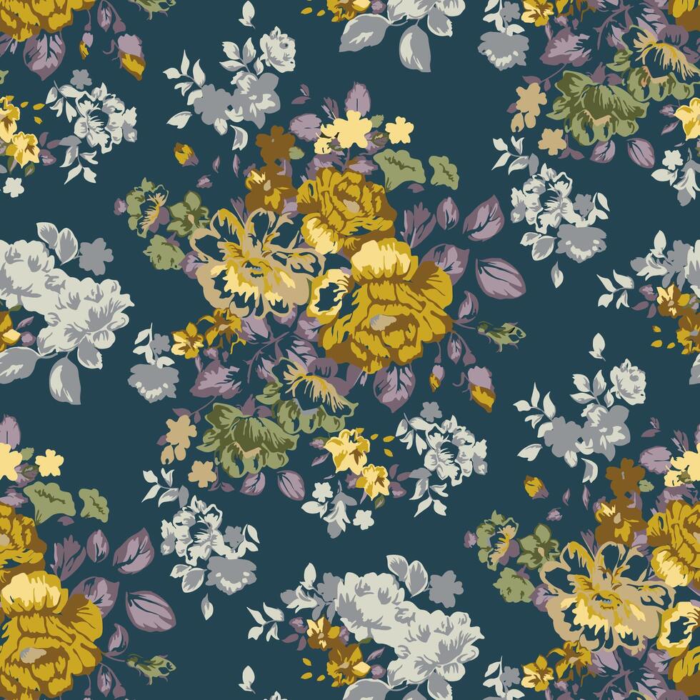 pattern with peony and rose flowers design. vector